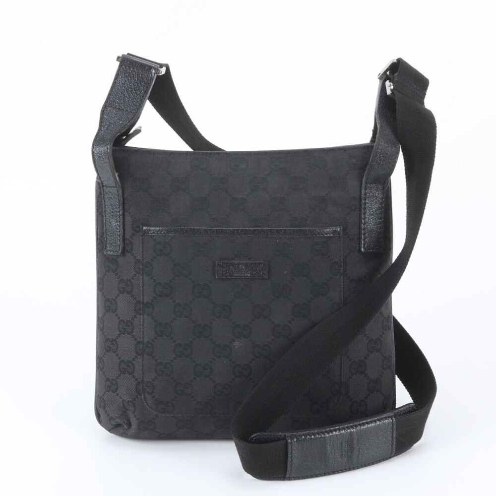 Gucci GG Canvas 122798 Leather Shoulder Bag Handbag Tote Black Women's